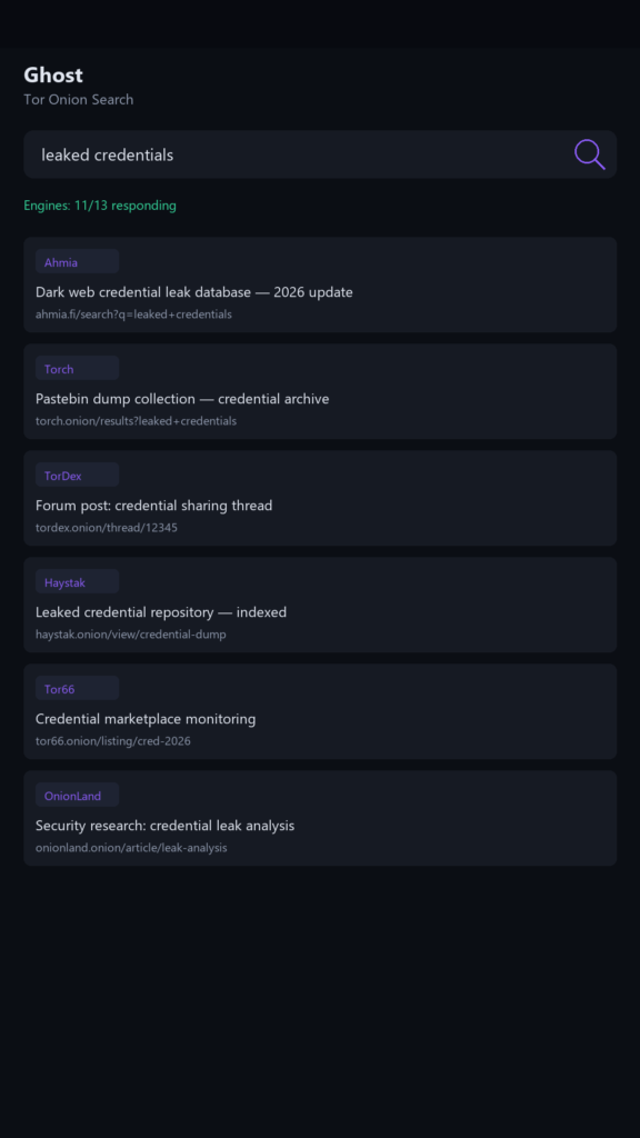 Ghost — Onion Search APK screenshot