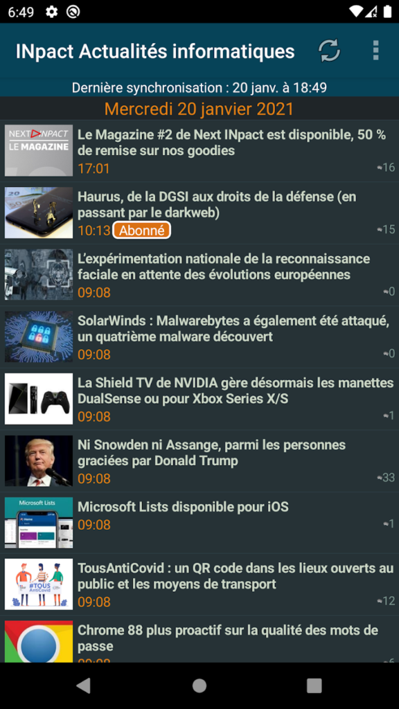 Next Actualités informatiques APK screenshot