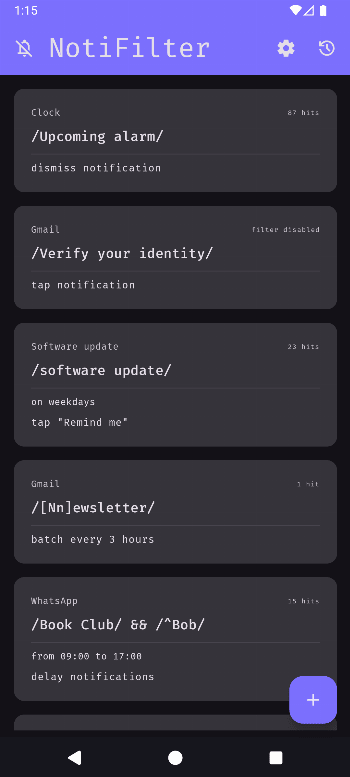 NotiFilter APK screenshot
