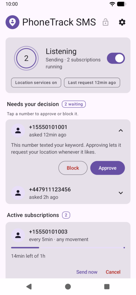 PhoneTrack SMS APK screenshot