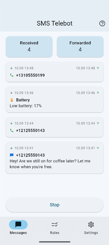 SMS Telebot APK screenshot
