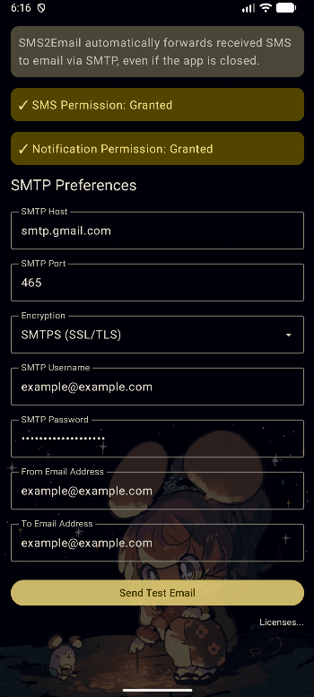 SMS2Email APK screenshot