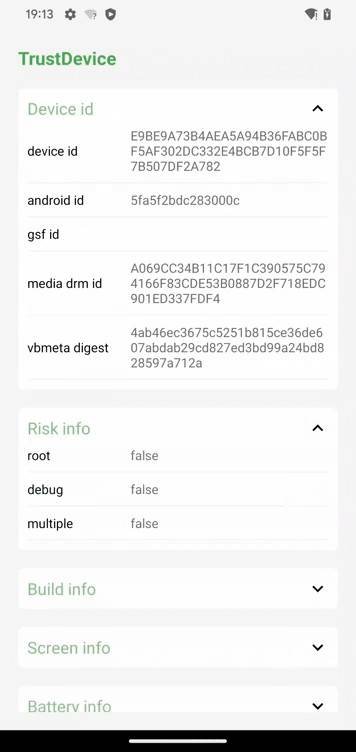 TrustDevice Fingerprint APK screenshot
